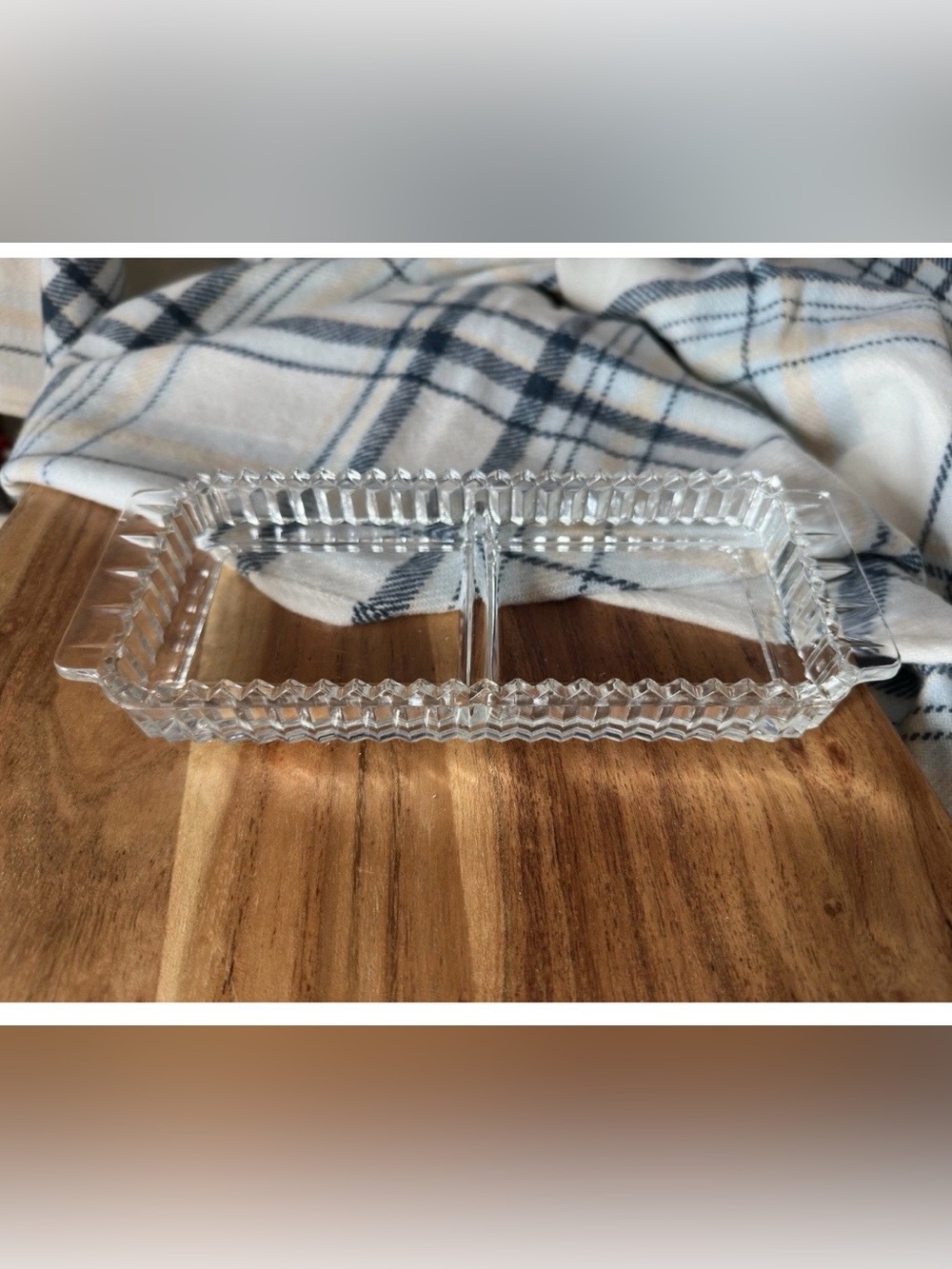 Mid Century Modern Retro Glass Divided Dish